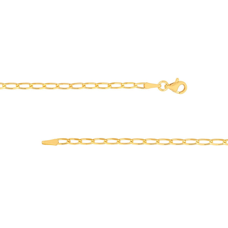 14K Gold 2.25MM Long Link Curb Chain Bracelet