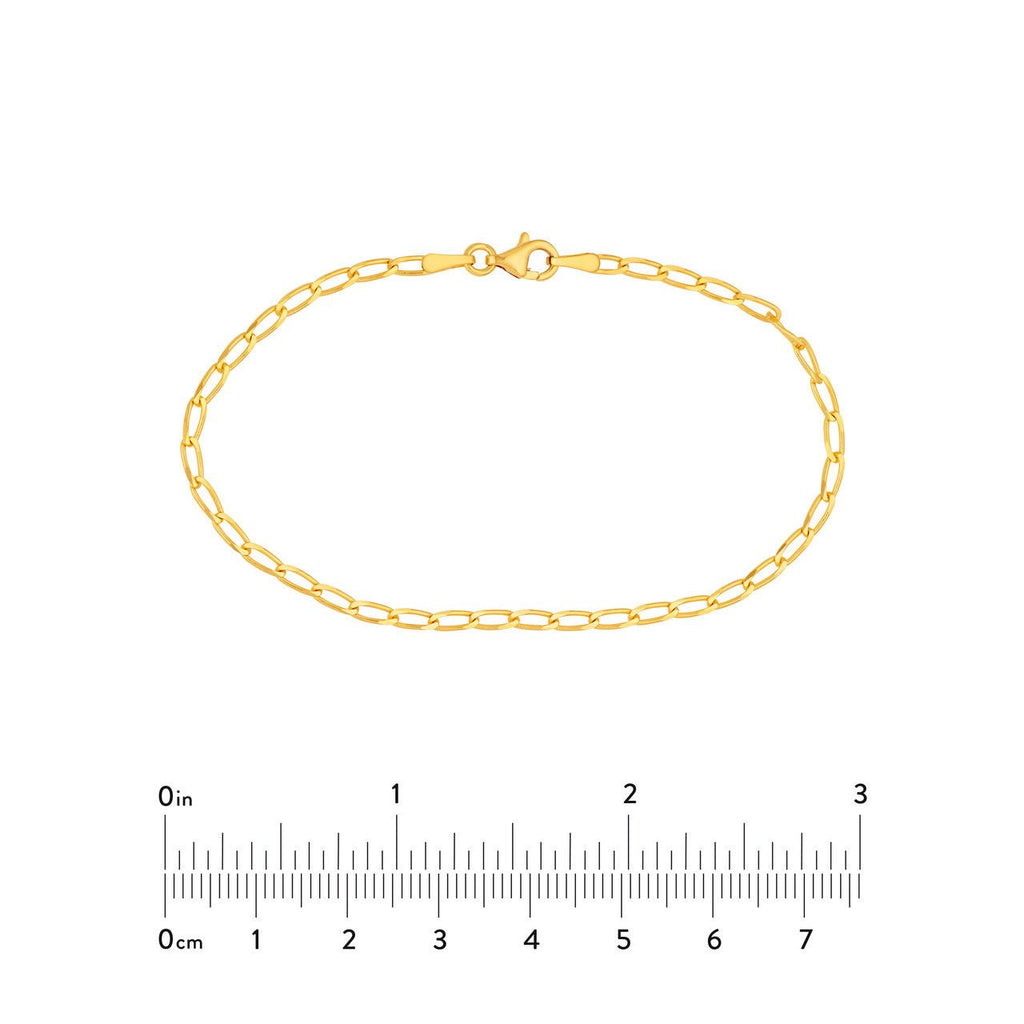 14K Gold 2.25MM Long Link Curb Chain Bracelet