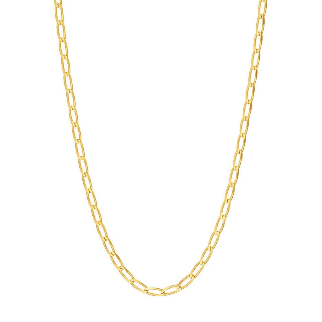 14K Gold 3MM Long Curb Chain Necklace