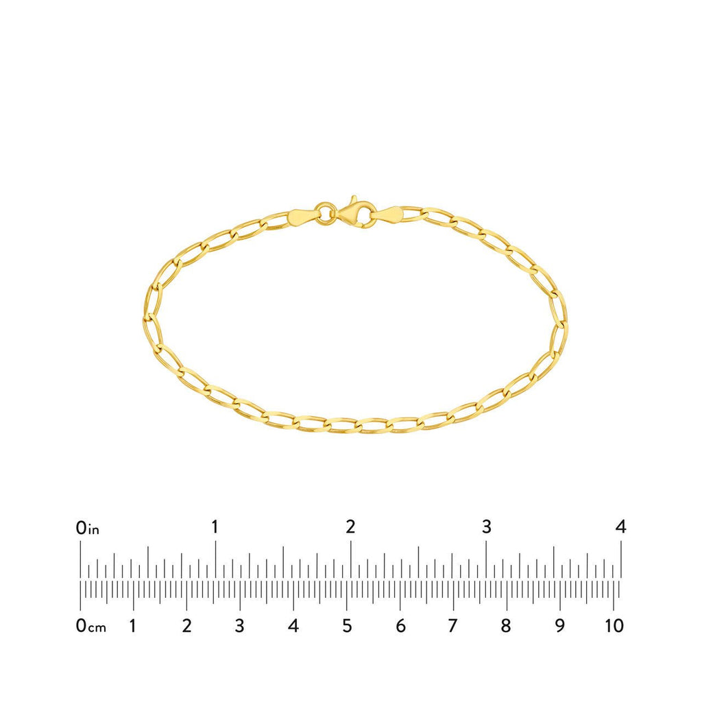 14K Gold 3MM Long Curb Chain Bracelet