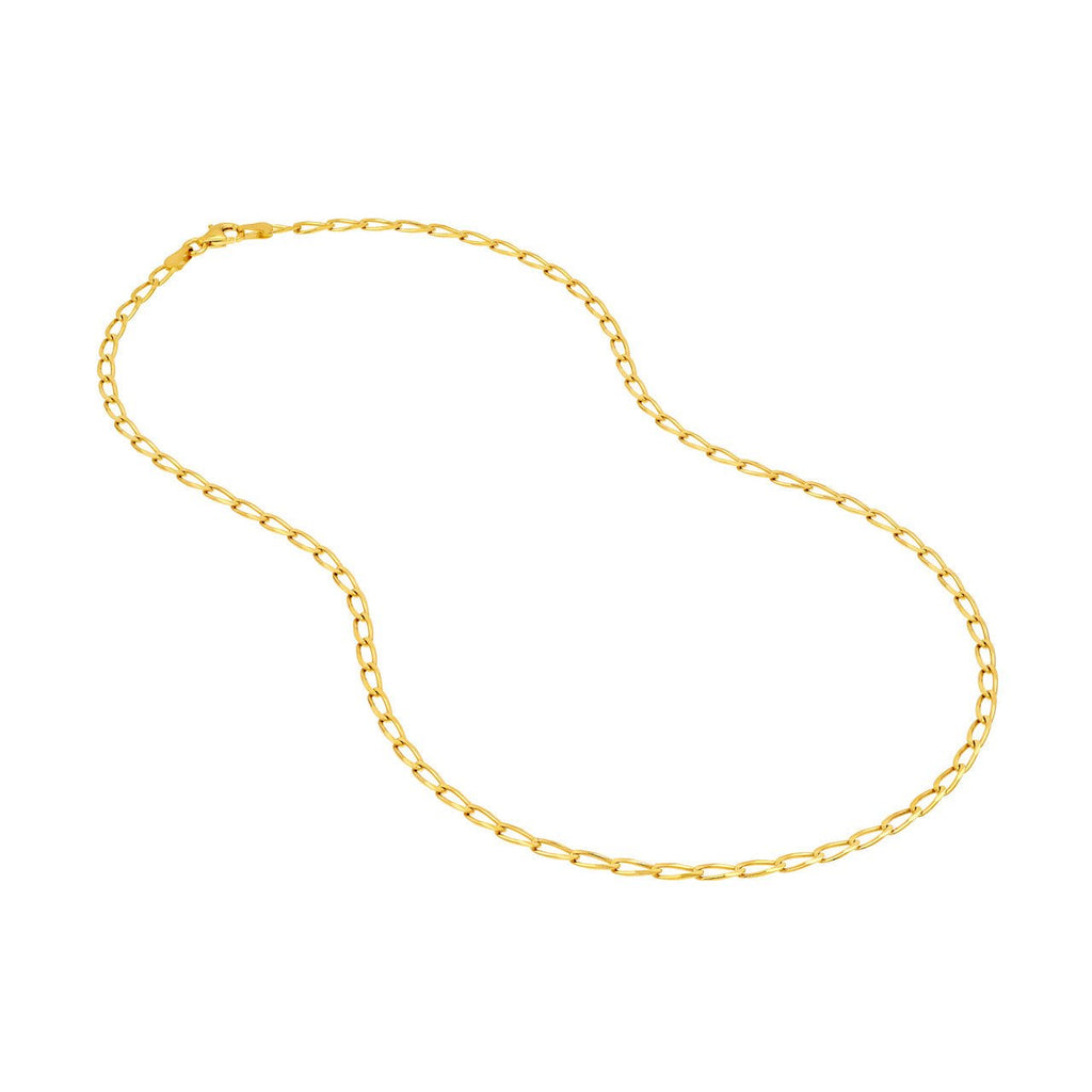 14K Gold 3MM Long Curb Chain Necklace