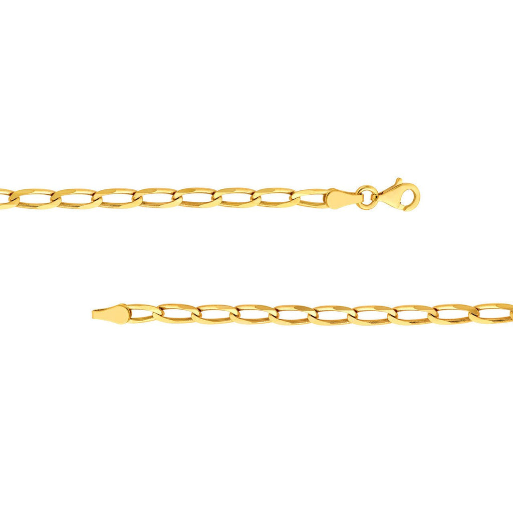 14K Gold 3.80MM Long Link Curb Chain Bracelet