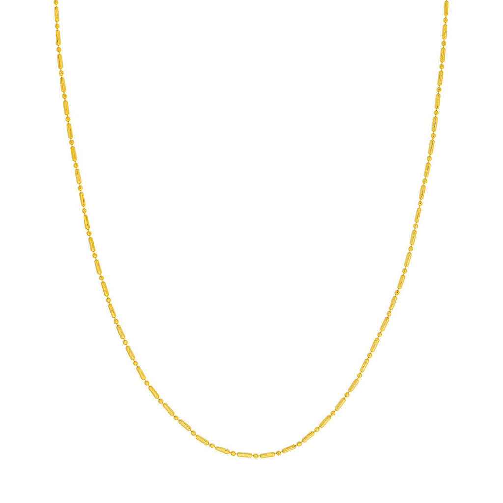 14K Gold 1.50MM Diamond Cut Bead and Bar Chain Necklace