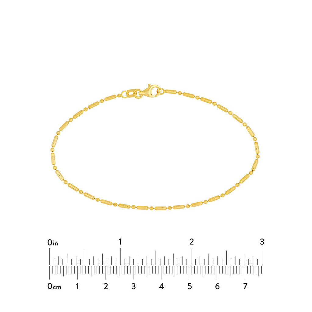14K Gold 1.50MM Diamond Cut Bead and Bar Chain Bracelet