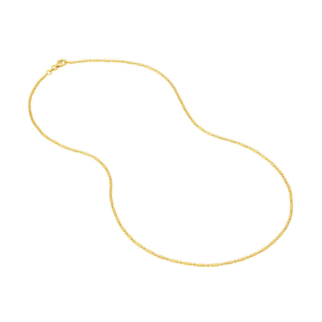 14K Gold 1.50MM Diamond Cut Bead and Bar Chain Necklace