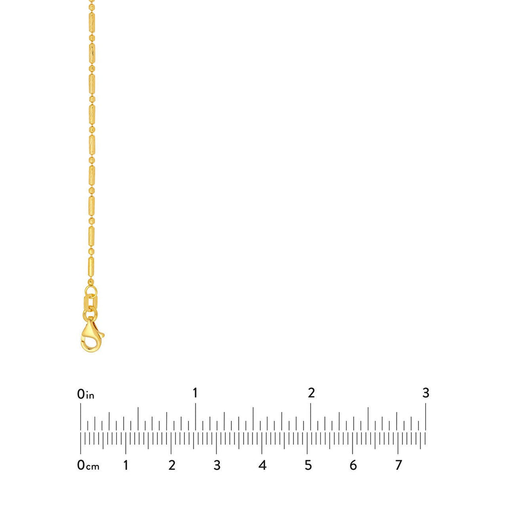14K Gold 1.50MM Diamond Cut Bead and Bar Chain Necklace