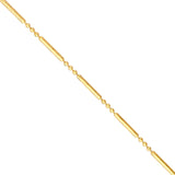 14K Gold 1.50MM Diamond Cut Bar and Bead 3+1 Chain Necklace