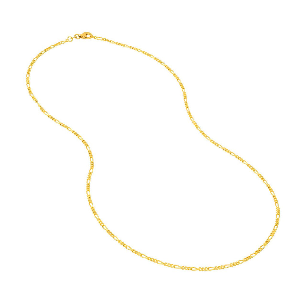 14K Gold 1.90MM Figaro Chain 3+1 Necklace