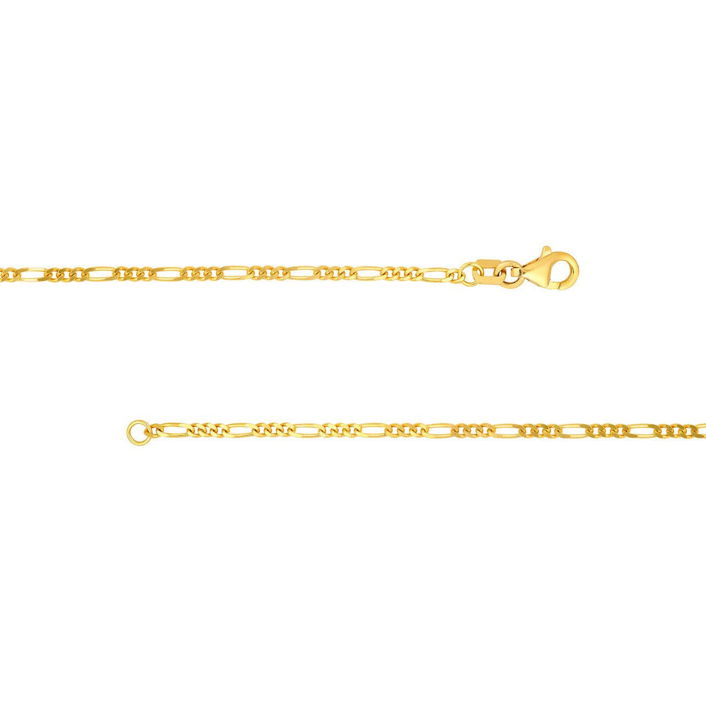 14K Gold 1.90MM Figaro Chain 3+1 Necklace
