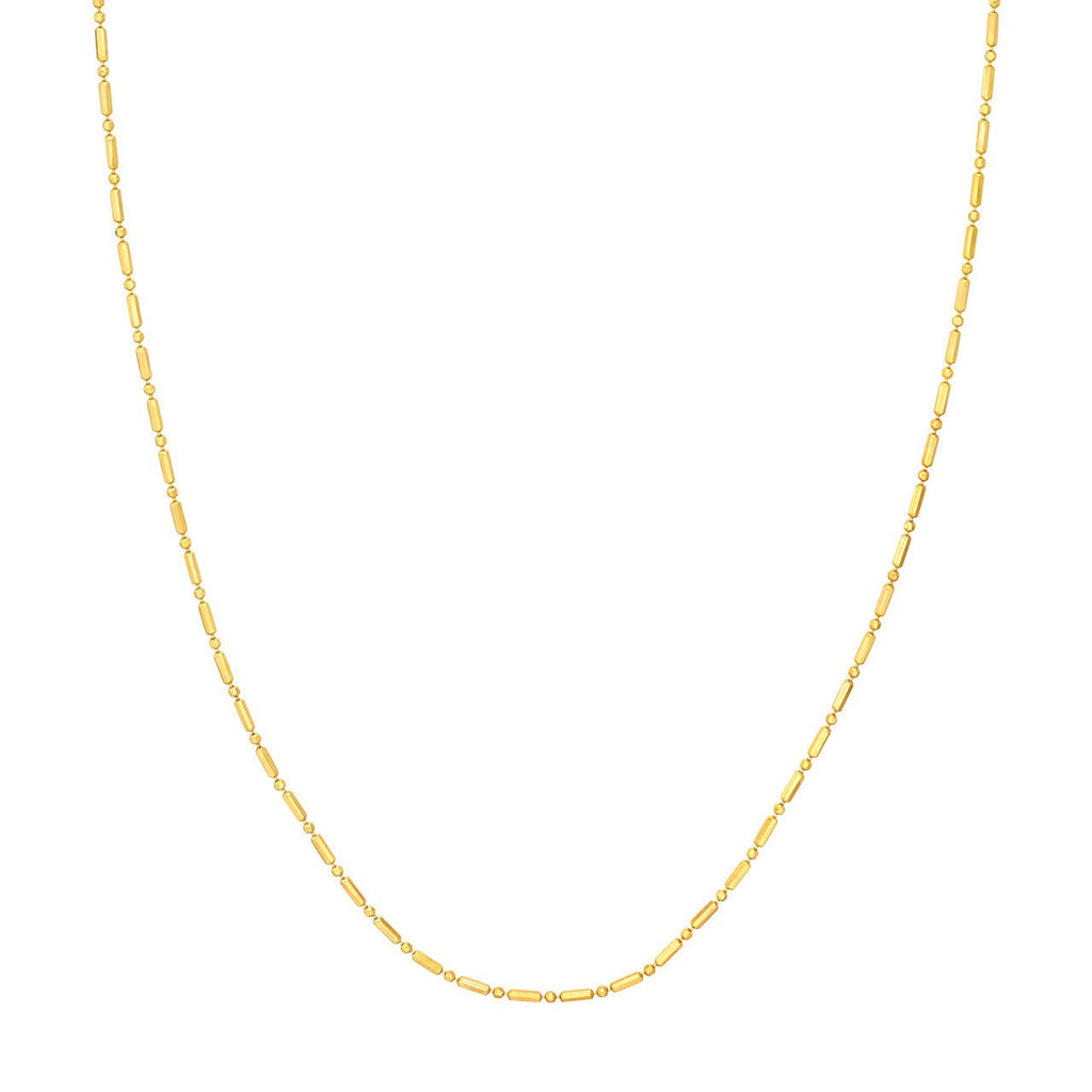14K Gold 1.50MM Bar and Bead Chain Necklace