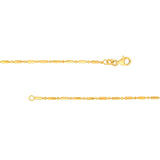14K Gold 1.50MM Bar and Bead Chain Bracelet