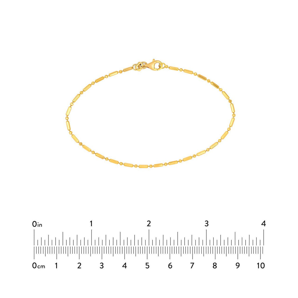 14K Gold 1.50MM Bar and Bead Chain Bracelet