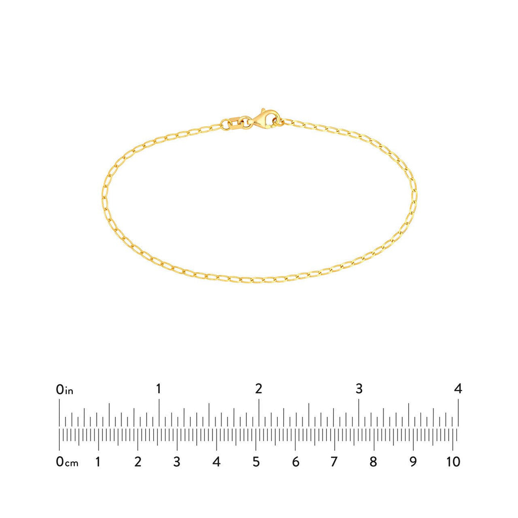 14K Gold 2.00MM Hammered Long Piatto Chain Bracelet