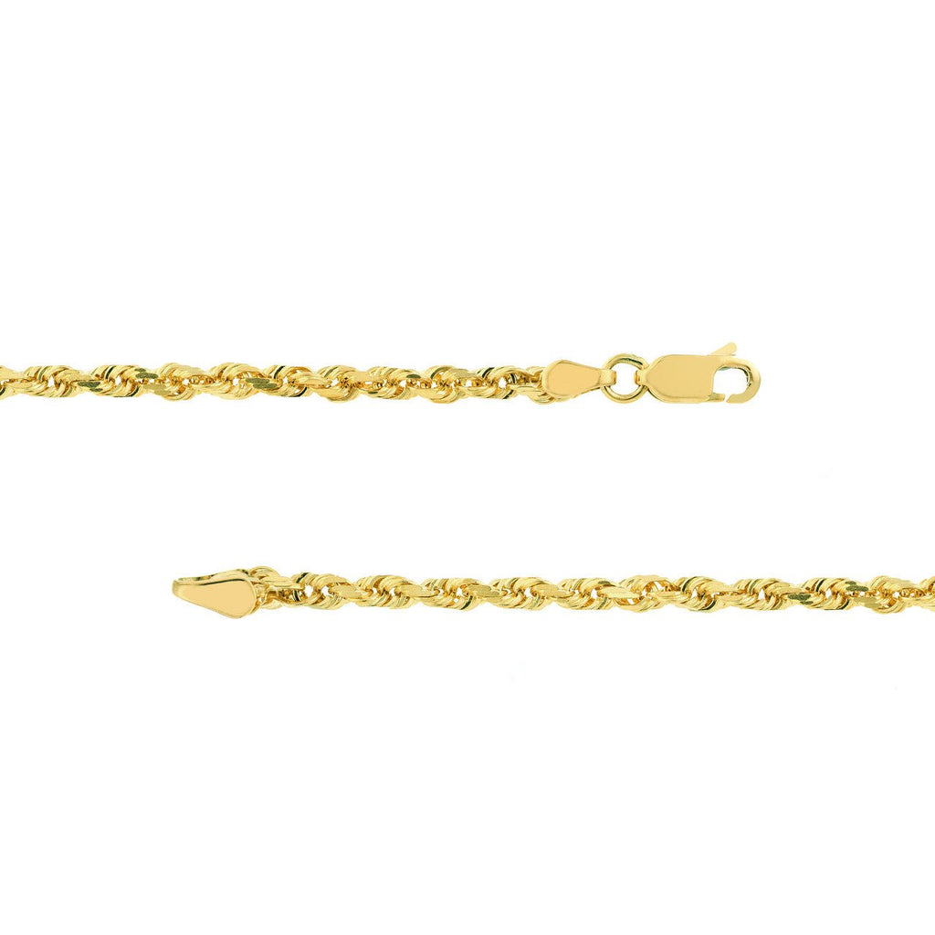 14K Gold 3MM Diamond Cut Rope Chain
