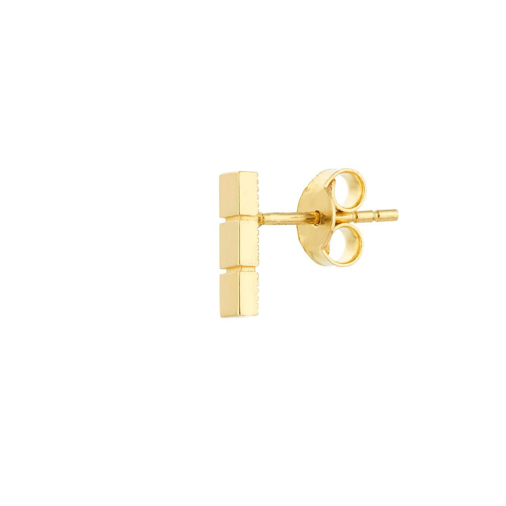14K Gold Triple Square Bar Earrings