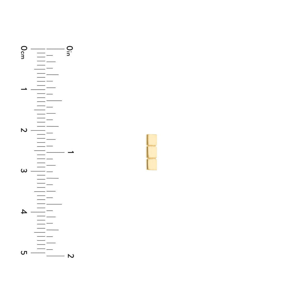14K Gold Triple Square Bar Earrings