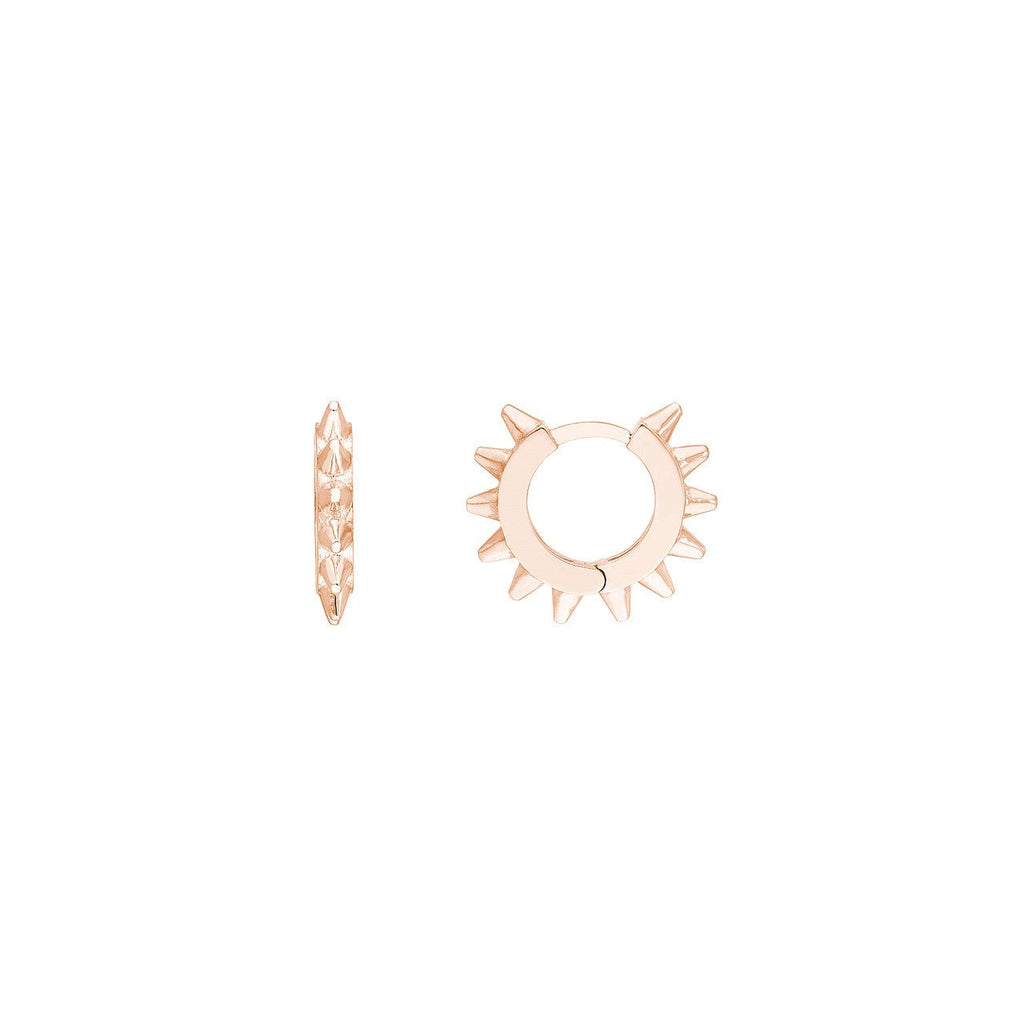 14K Gold Spiked Huggie Earrings