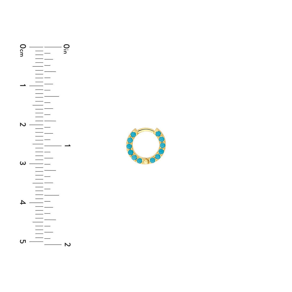 14K Gold Turquoise Prong Set Huggie Earrings