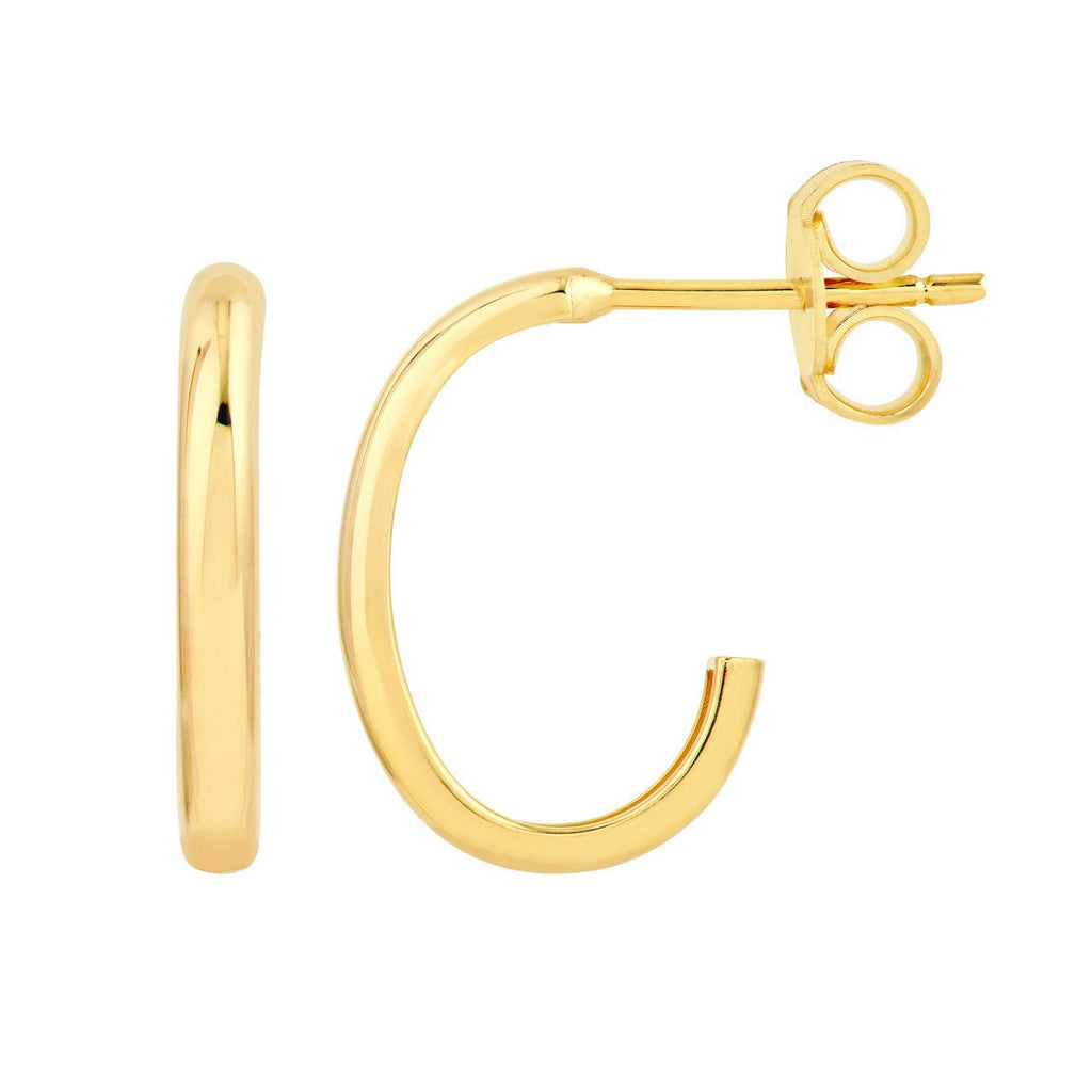14K Gold 15MM Large J-Hoop Earrings