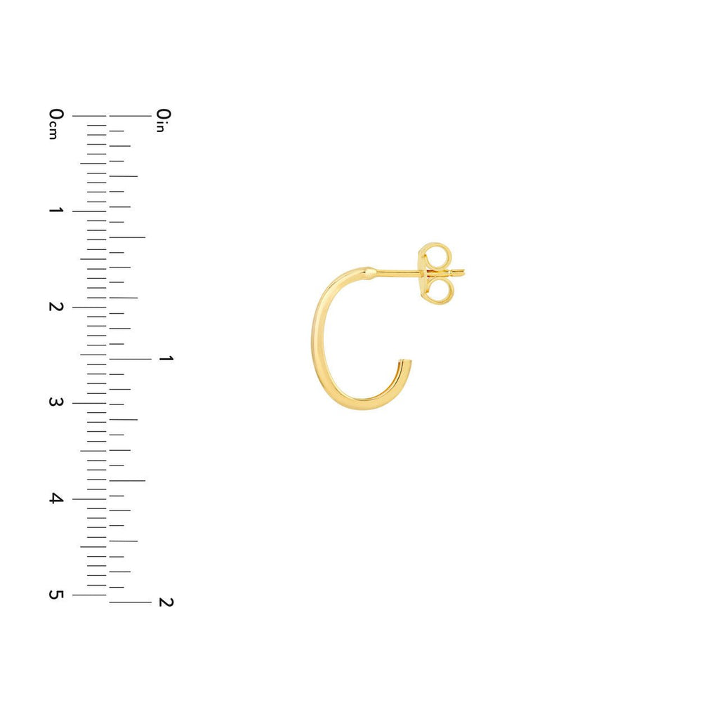 14K Gold 15MM Large J-Hoop Earrings