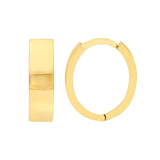 14K Gold 3.5MM Oval Squared Hoop Earrings