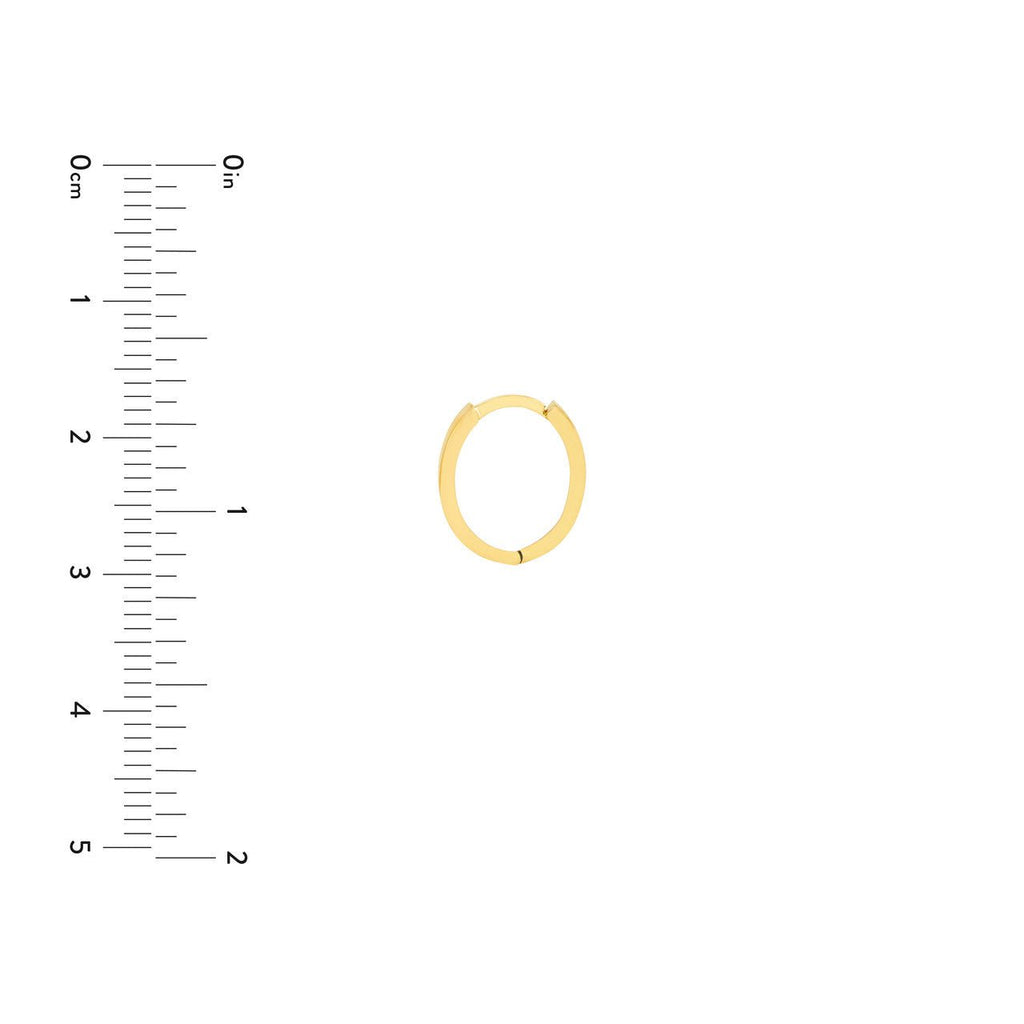 14K Gold 3.5MM Oval Squared Hoop Earrings