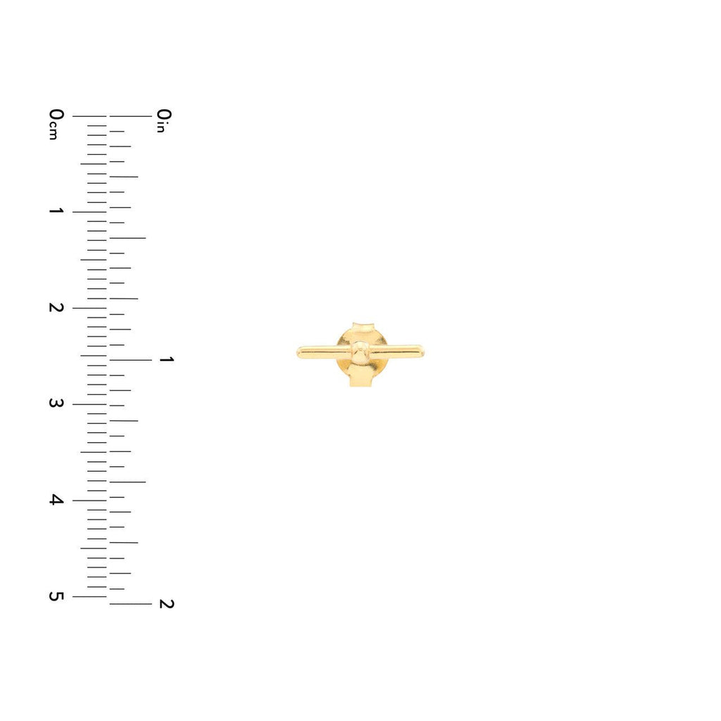 14K Gold Polished Bar Stud Earrings