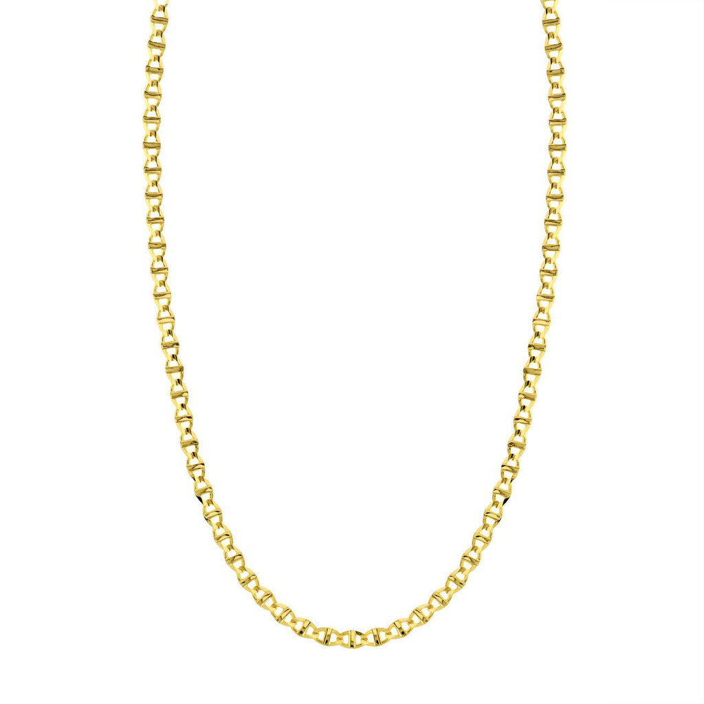14K Gold 5.40MM Concave Mariner Chain Necklace