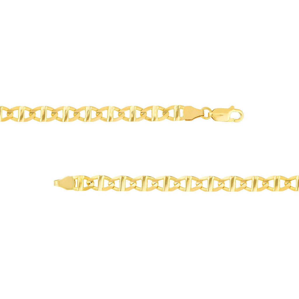 14K Gold 5.40MM Concave Mariner Chain Bracelet