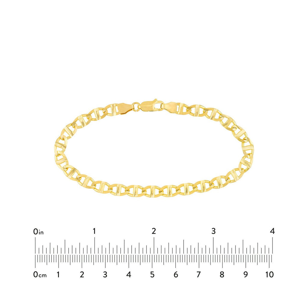 14K Gold 5.40MM Concave Mariner Chain Bracelet