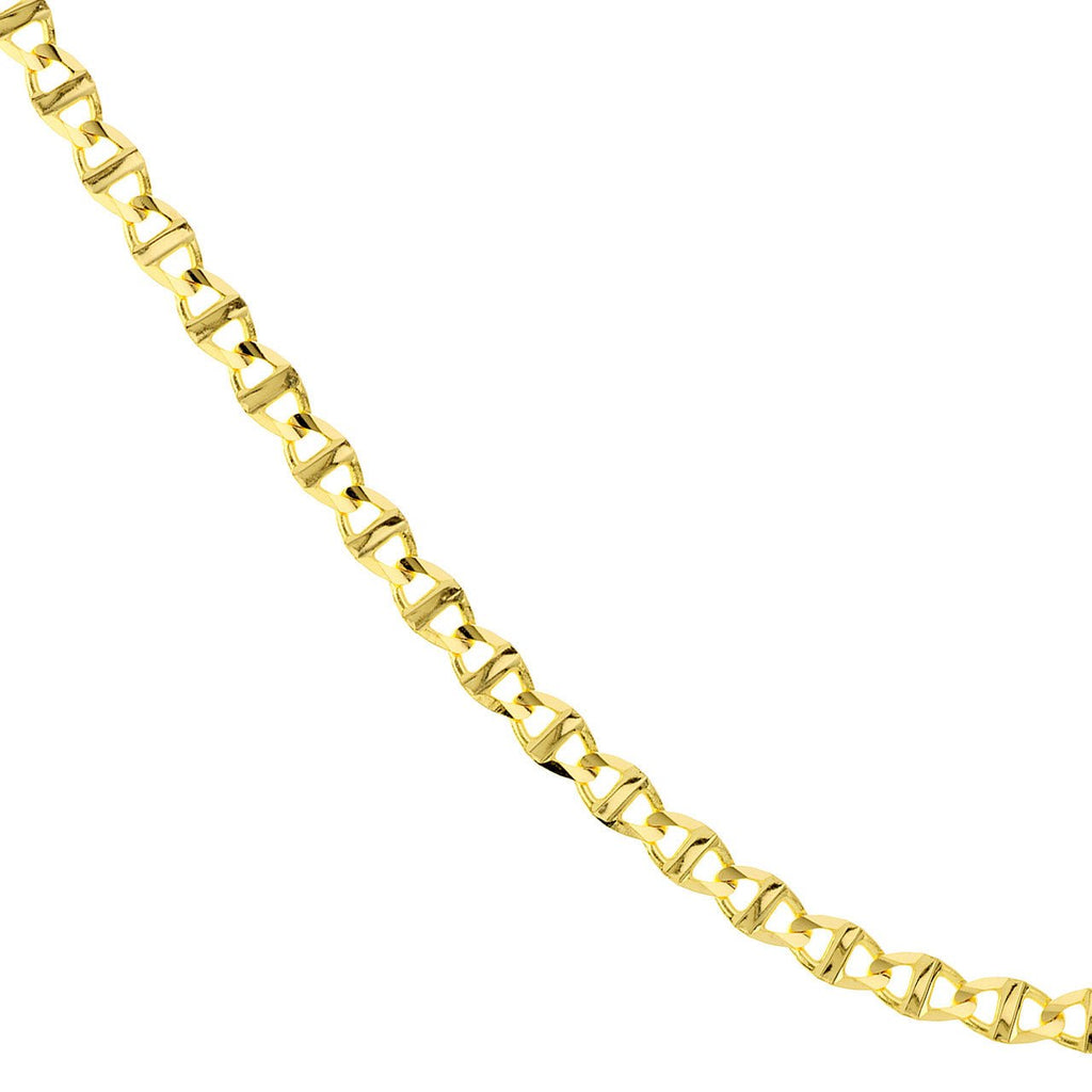 14K Gold 5.40MM Concave Mariner Chain Necklace