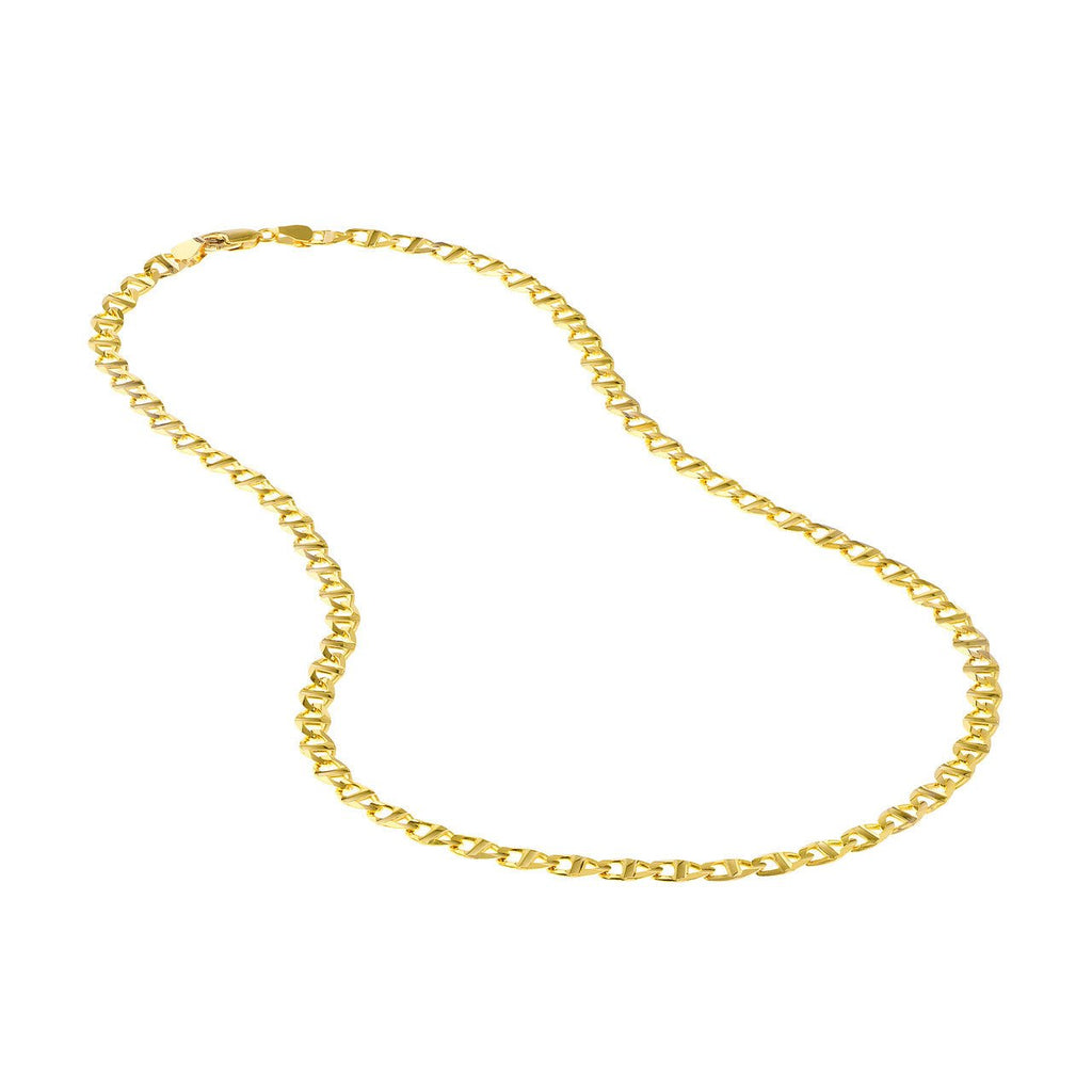 14K Gold 5.40MM Concave Mariner Chain Necklace