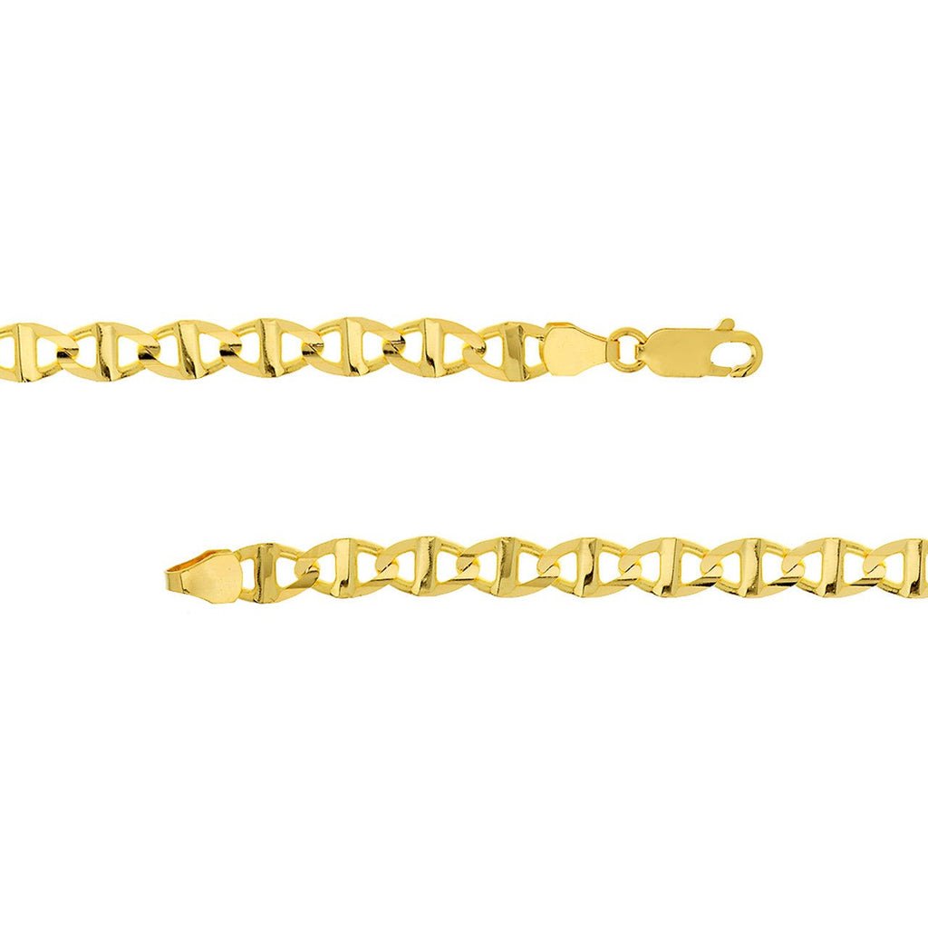 14K Gold 5.40MM Concave Mariner Chain Necklace