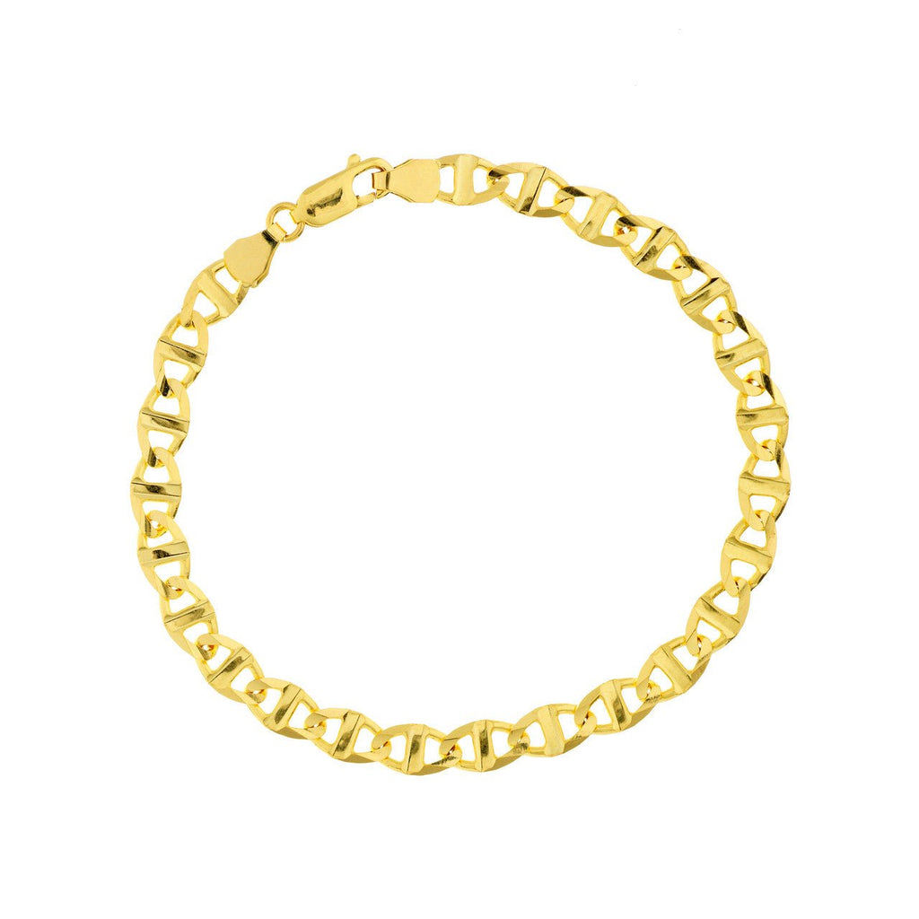 14K Gold 5.40MM Concave Mariner Chain Bracelet