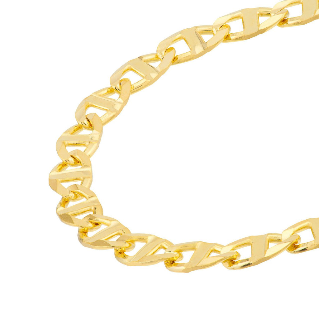 14K Gold 5.40MM Concave Mariner Chain Bracelet