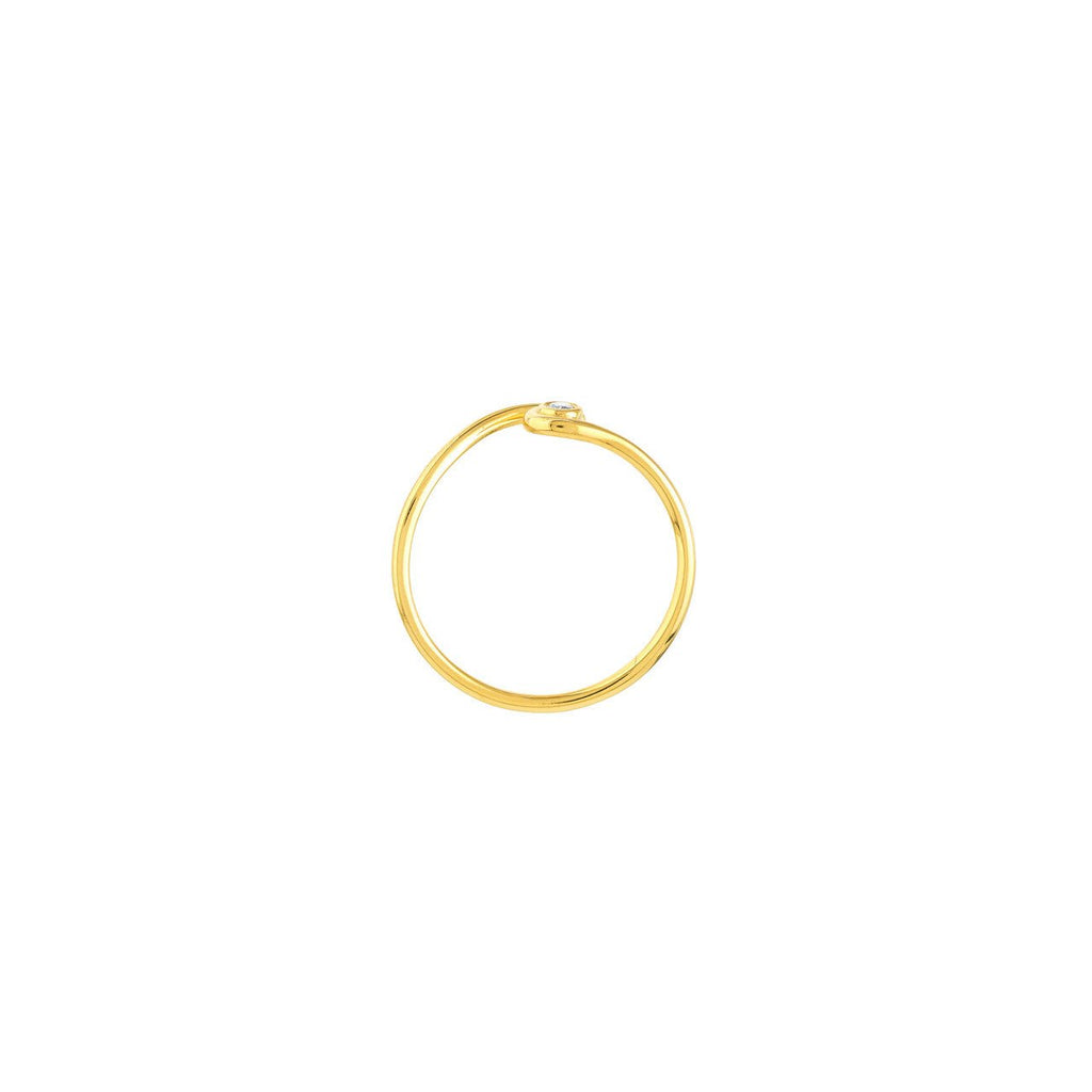 14K Gold Wave Bezel Diamond Band