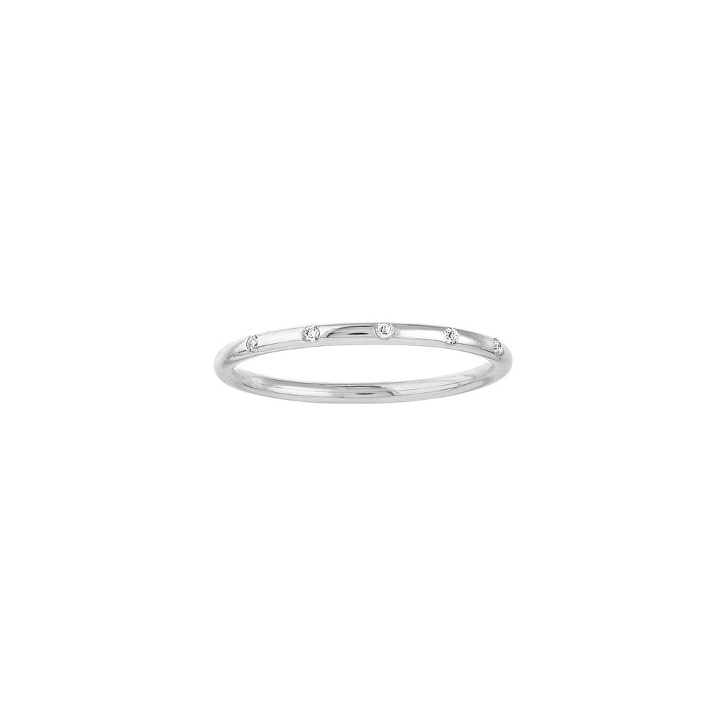 14K Gold 5 Round Spaced Thin Diamond Band