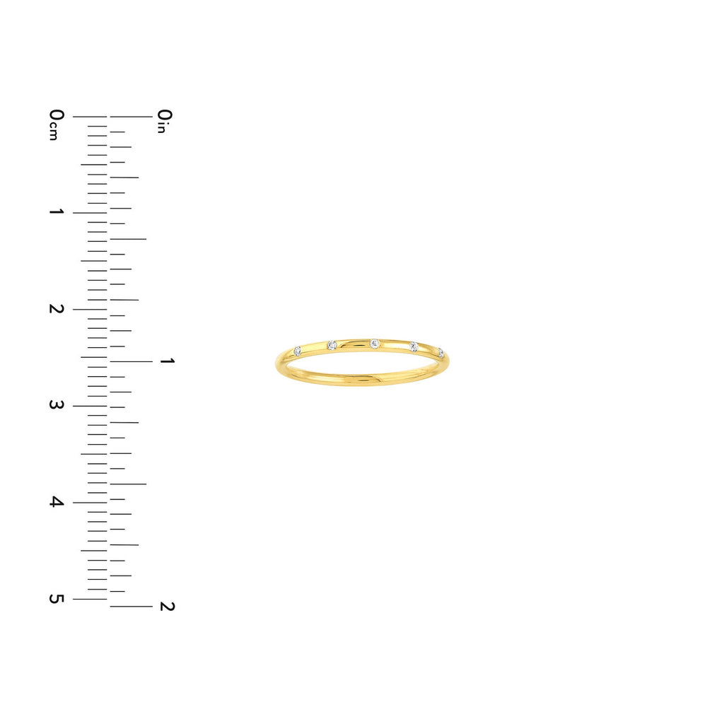 14K Gold 5 Round Spaced Thin Diamond Band
