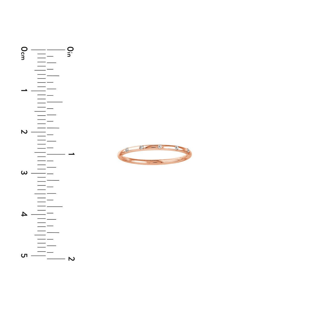 14K Gold 5 Round Spaced Thin Diamond Band