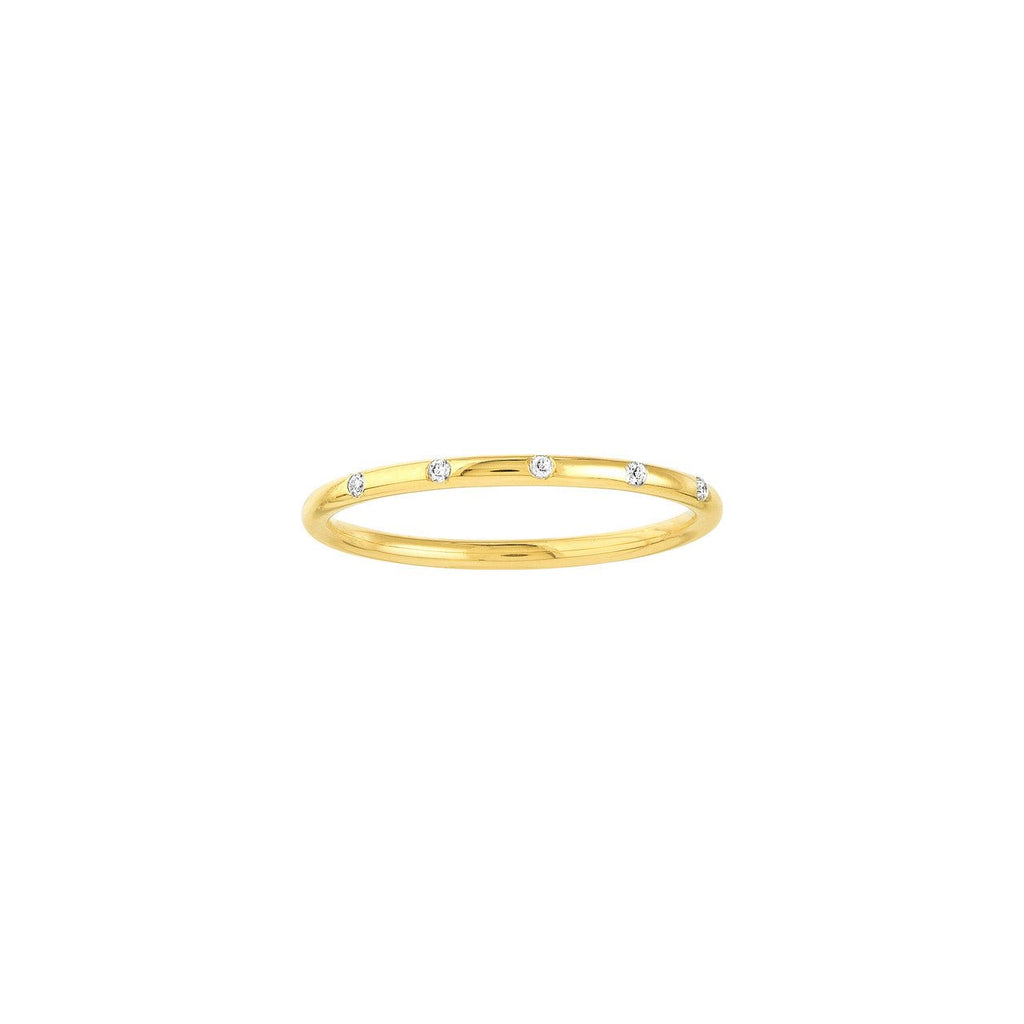 14K Gold 5 Round Spaced Thin Diamond Band