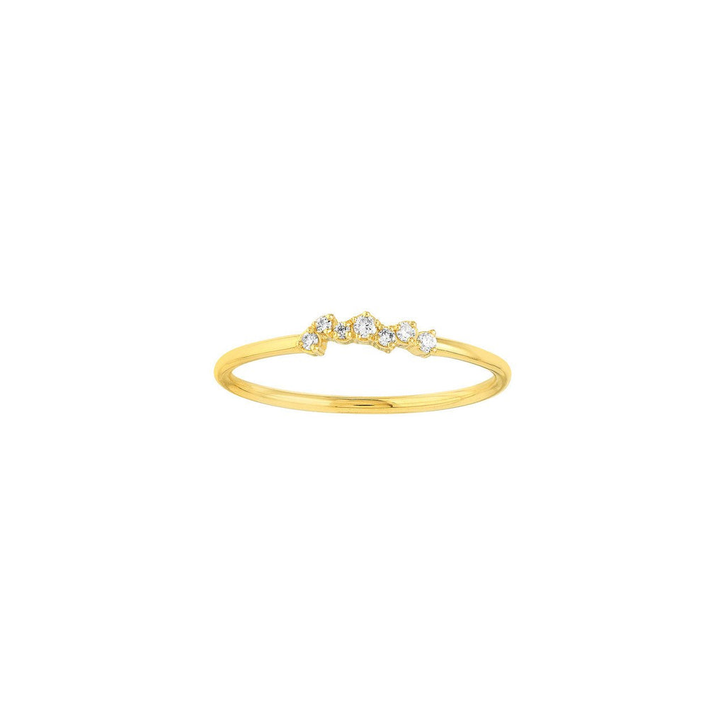 14K Gold Thin Cluster Diamond Band