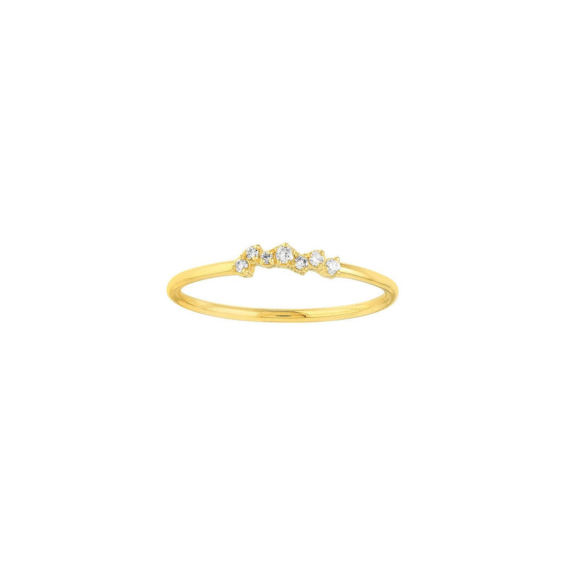 14K Gold Thin Cluster Diamond Band