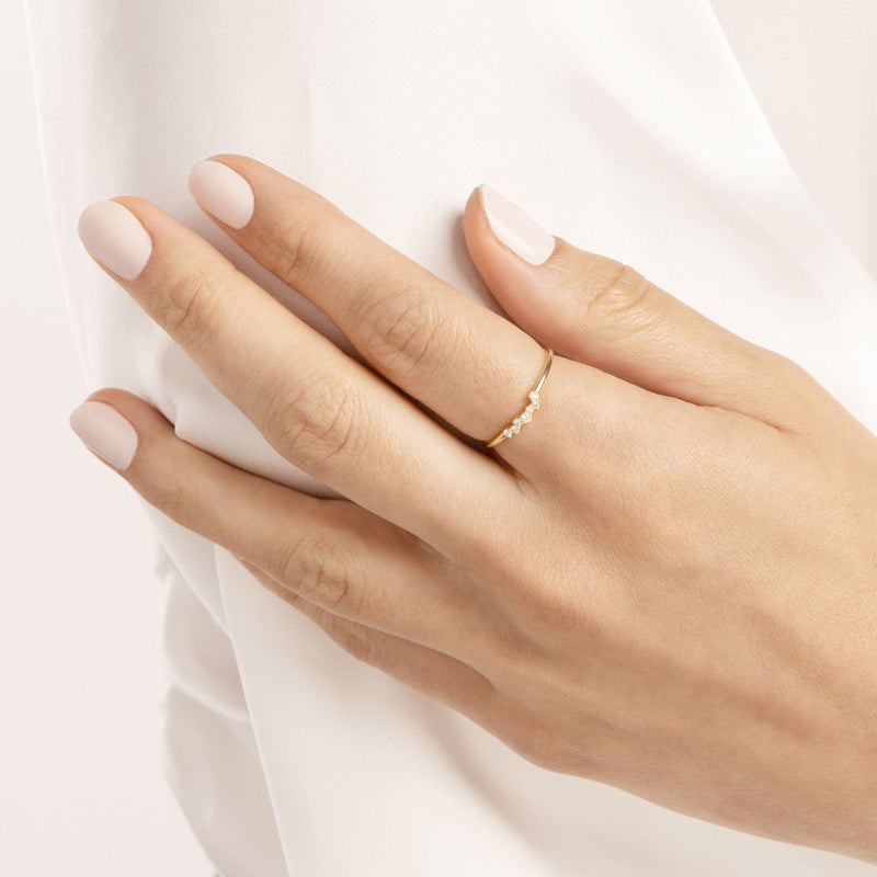 14K Gold Thin Cluster Diamond Band