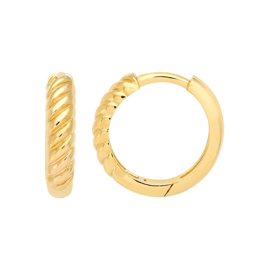 14K Gold 3MM x 13MM Twist Hinge Hoop Earrings