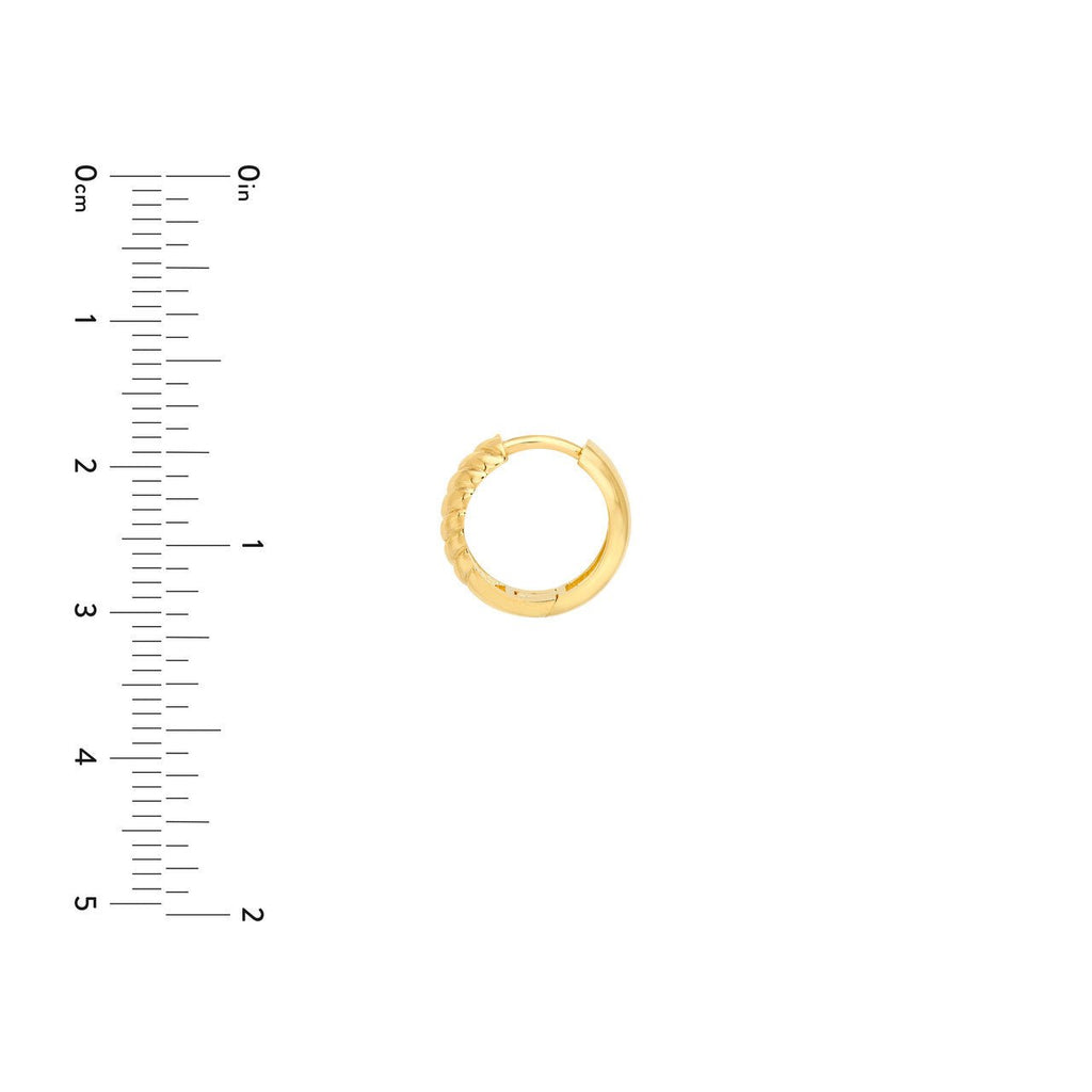 14K Gold 4MM x 13MM Twist Hinge Hoop Earrings