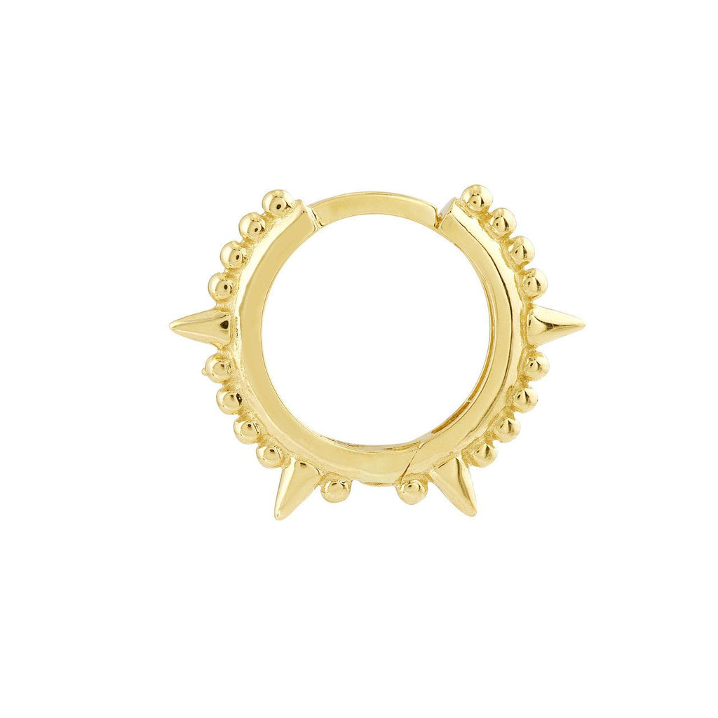 14K Gold Spiked Bead Hoop Earrings