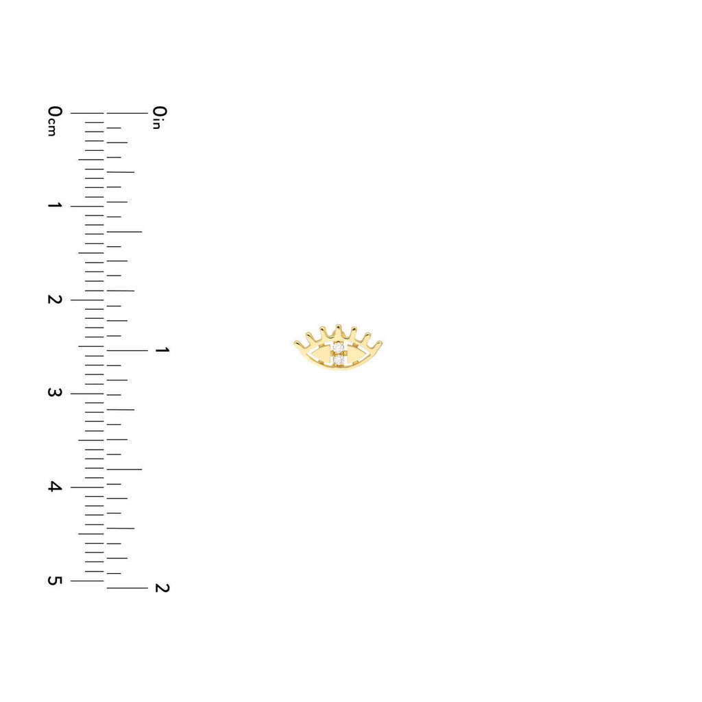 14K Gold Two Stone Evil Eye Stud Diamond Earrings