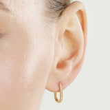 14K Gold Thick Channel Hoop Diamond Earrings