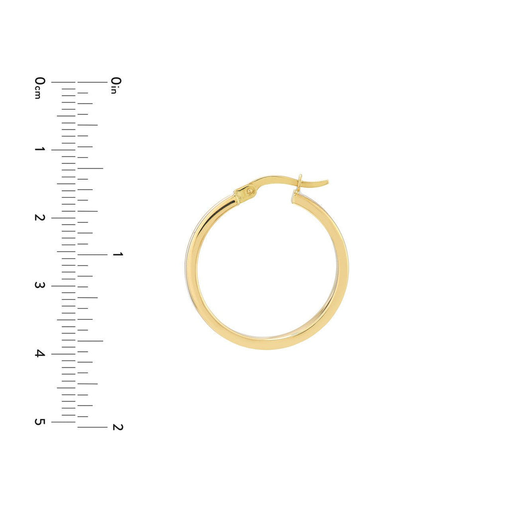 14K Gold White Enamel Hoop Earring