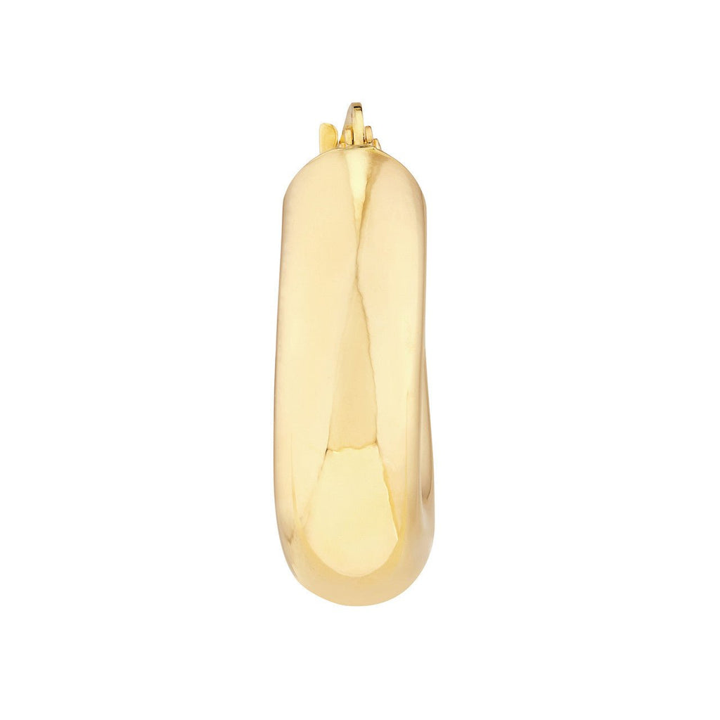 14K Gold Thick Polished Hoop Earrings